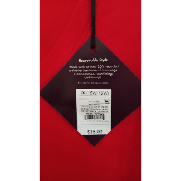 Ava & Viv Long Sleeve Scoop Neck Red Top Size 1XL NWT - Picture 5 of 6